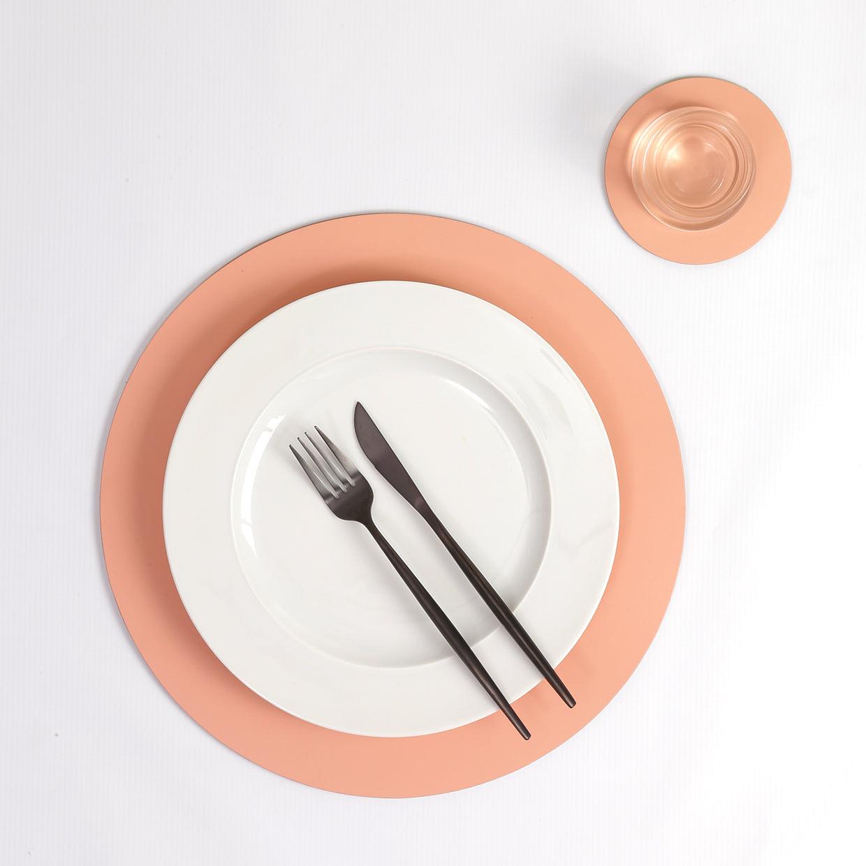 Placemat Round 100% Recycled Leather Pink 4