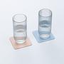 4x Coasters Square 100% Recycled Leather Light Blue 4