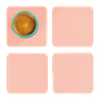4x Coasters Square 100% Recycled Leather Pink 0