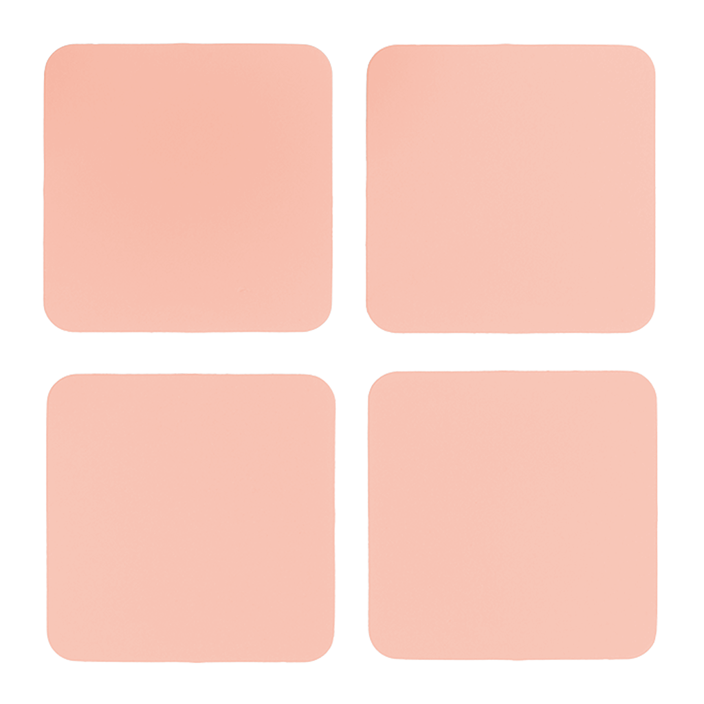 4x Coasters Square 100% Recycled Leather Pink 1