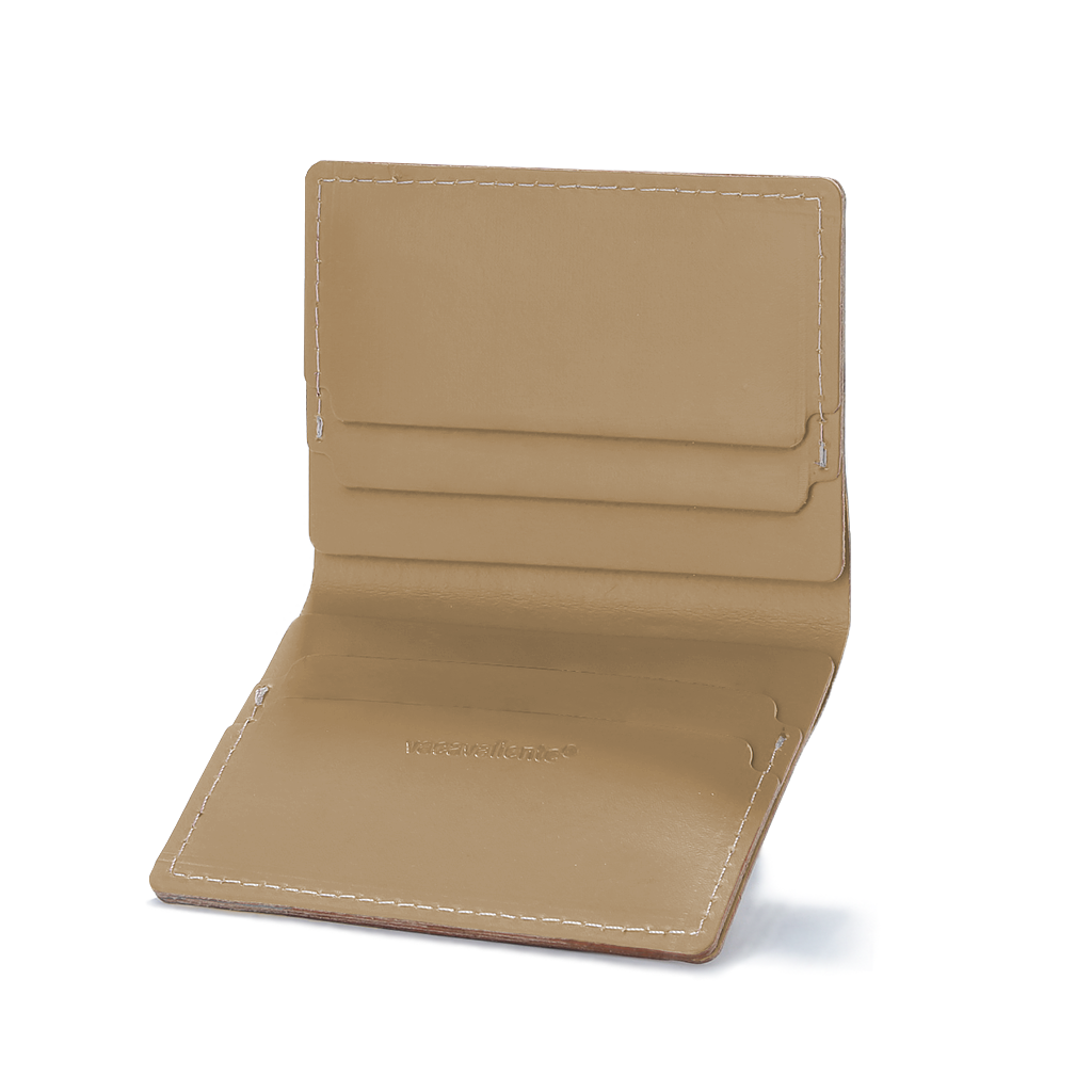 Doppelter Kartenhalter 100% Recyceltes Leder Ingwer 1