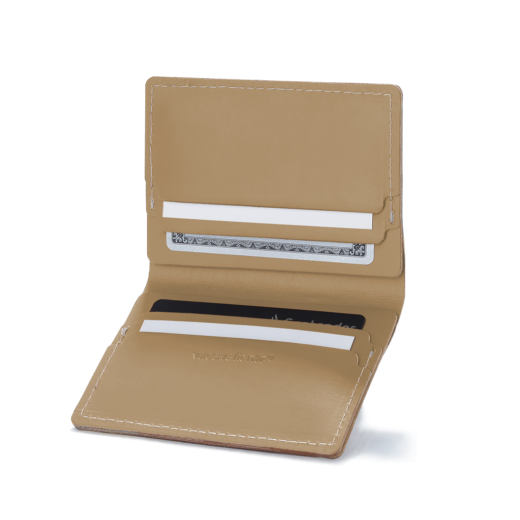 Doppelter Kartenhalter 100% Recyceltes Leder Ingwer 0