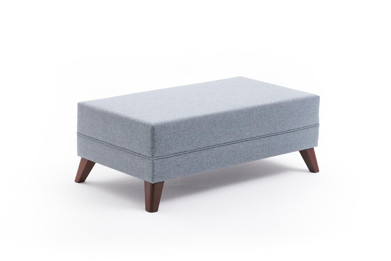 Bella Sofa Récamiere Rechts mit Hocker Blau 6