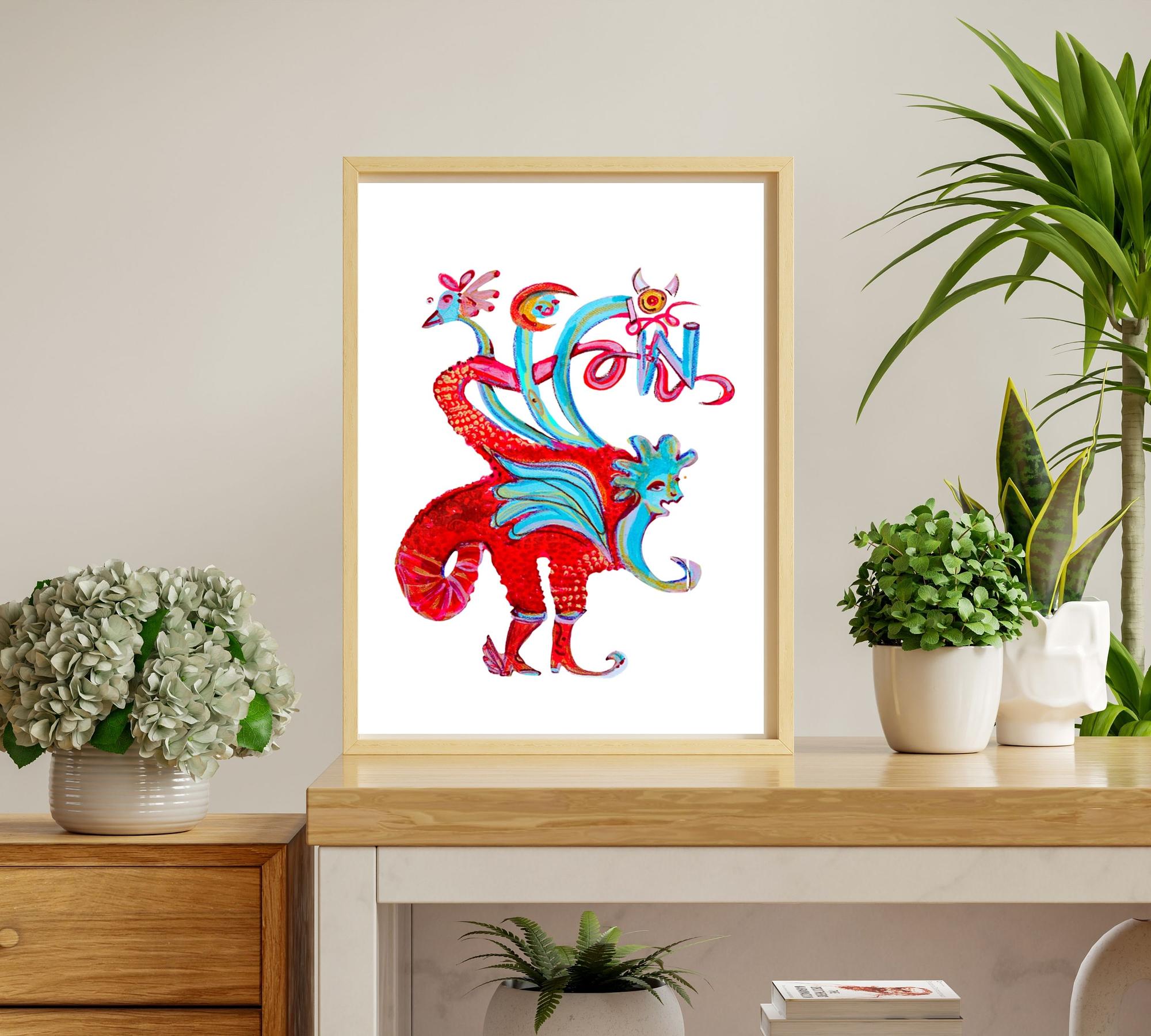 Stampa d'arte Python multicolore 0