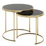 2x Beistelltisch Messery Glas Metall Schwarz Gold 0