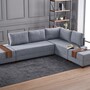 Schlafsofa Récamiere Rechts Polyester Holz Grau 1