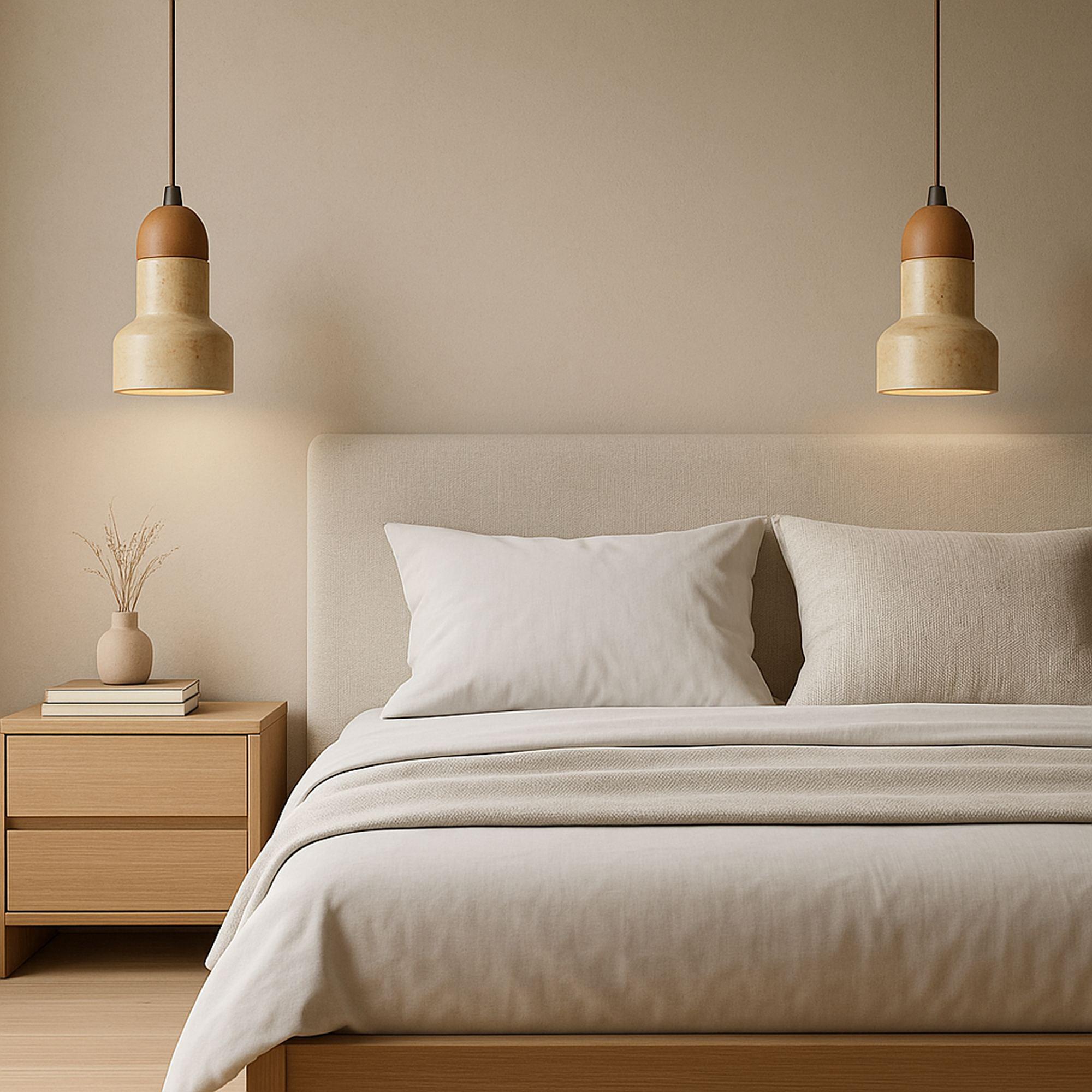 Swis Pendant Light Travertine Oak Wood Natural 3