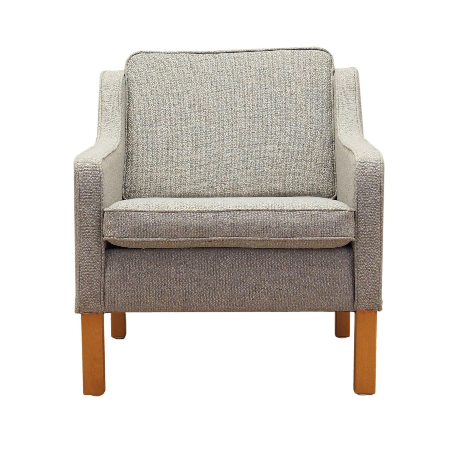 Vintage armchair beech wood textile grey 1970s 0