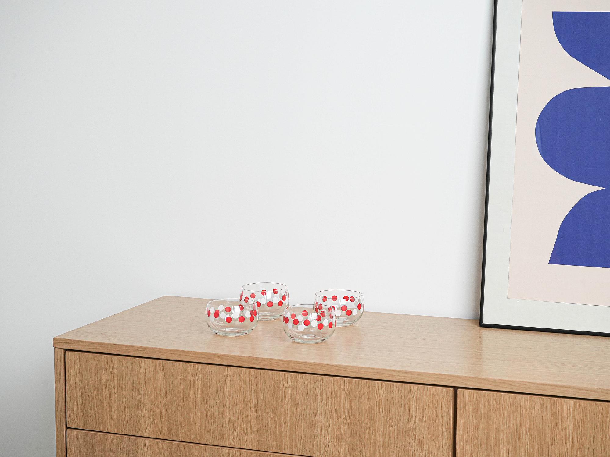 Glass Bowl Set Transparent 1980s 1