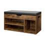 Garderobenbank Holz Kunstleder Schwarz Braun 0