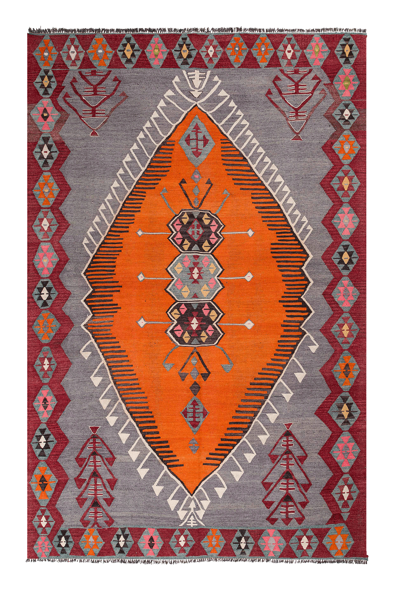 Vintage Kilim Teppich Wolle Mehrfarbig 0