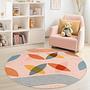 Leaf pattern children's rug Multicolored Ø180cm 1