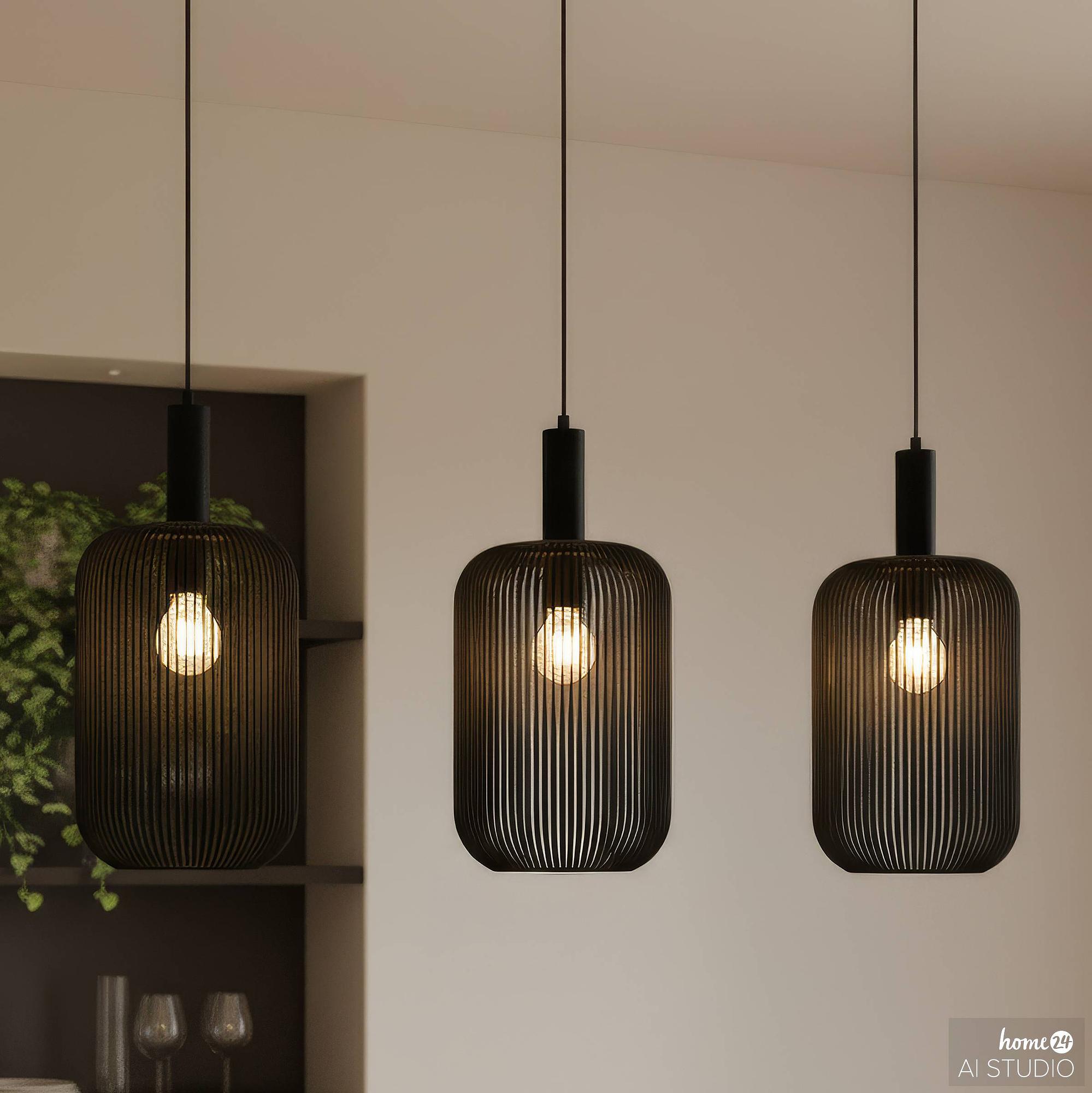 ONI Pendelleuchte 3-flammig Eisen Schwarz 1