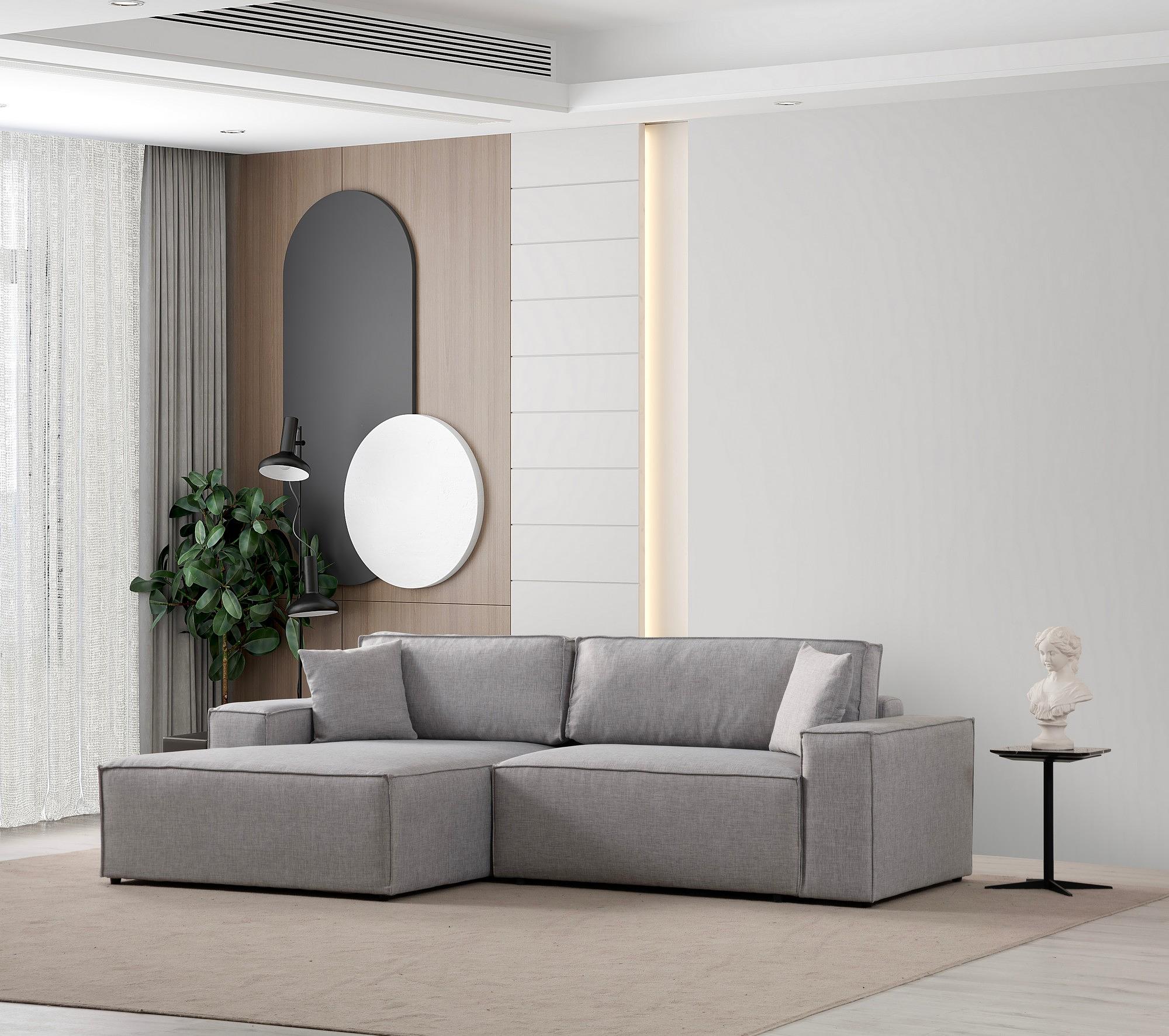 Pirlo Corner Sofa Left Light Grey 1