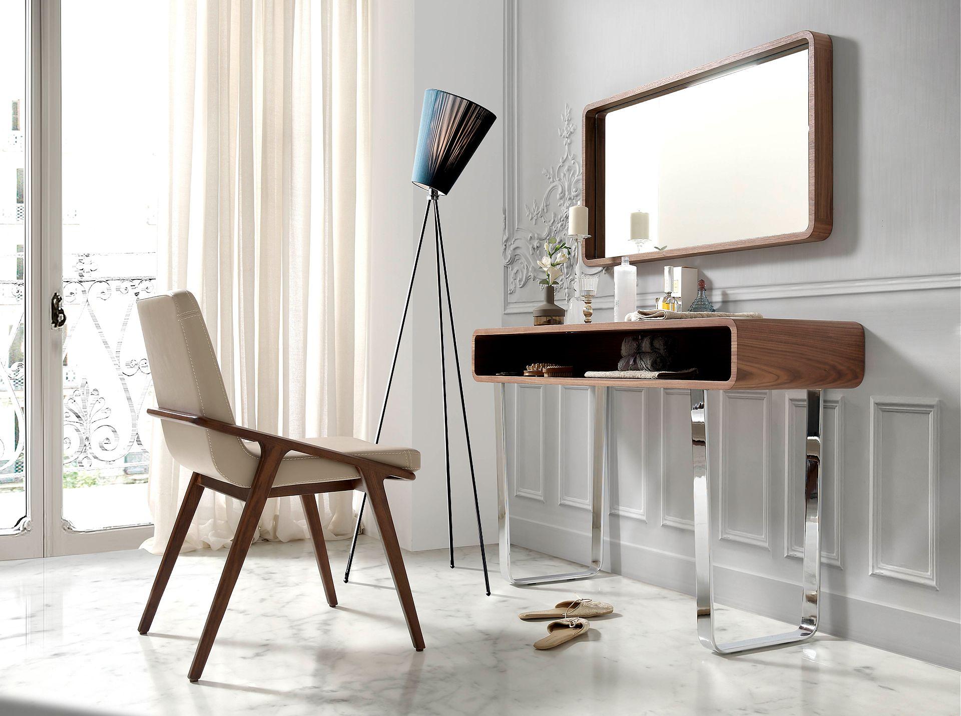 Wall mirror walnut veneer brown 2