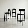 3x Gem Bar Stool Ash Wood Black 1