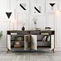 Milan Sideboard Walnut Brown Marble Effect White 160cm 3