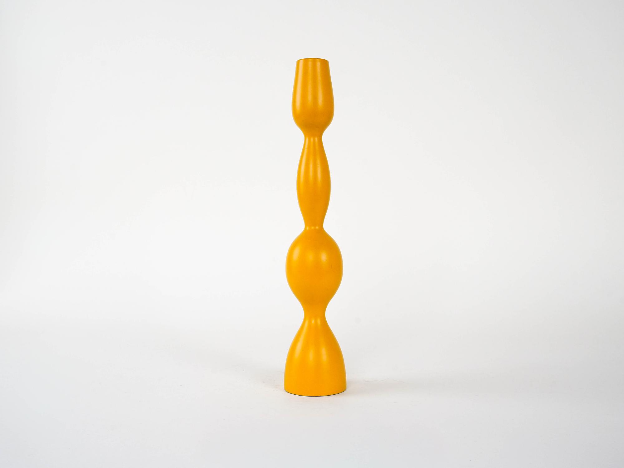 Candlestick 1970s Mustard Yellow 1
