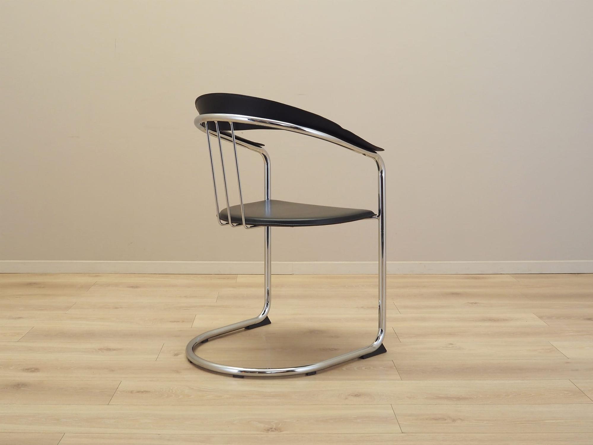 4x Dining chair leather metal 1980s 14