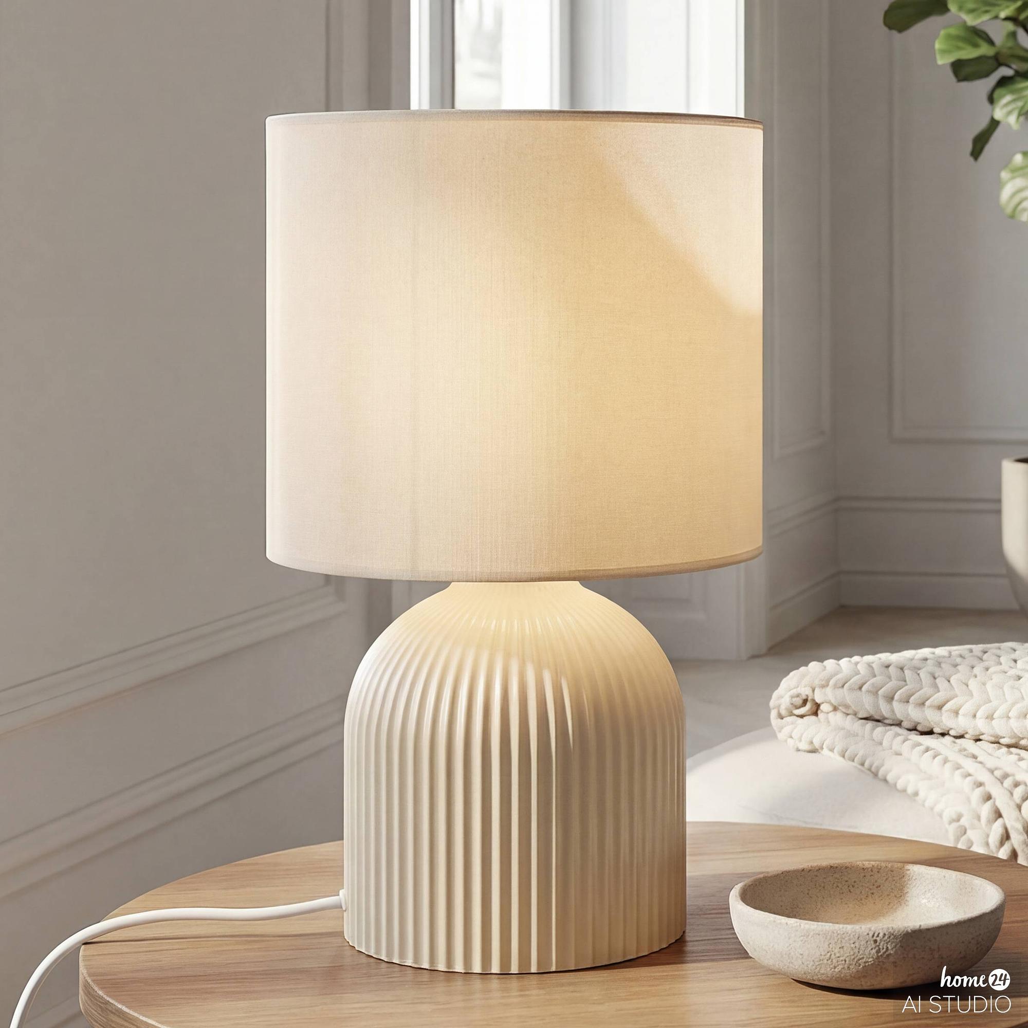 Uvaro Table Lamp 1-light Terry Ceramic Beige 1