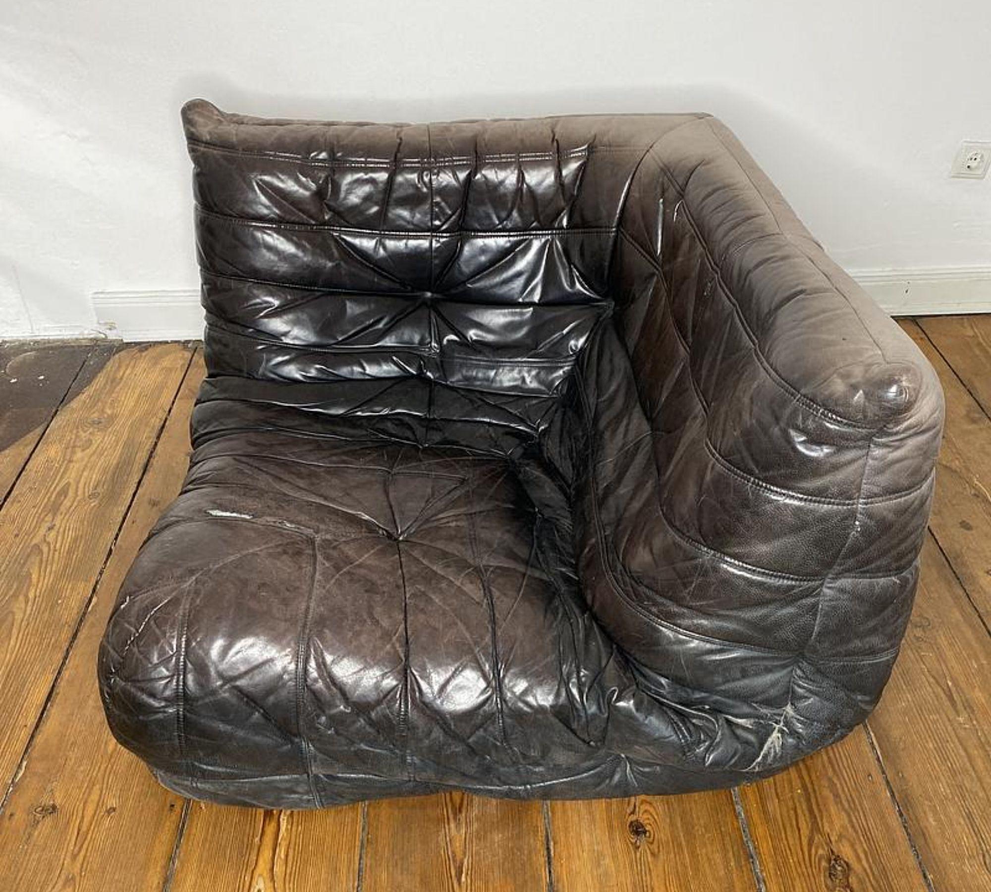 Togo Ecksofa Leder Schwarz 2