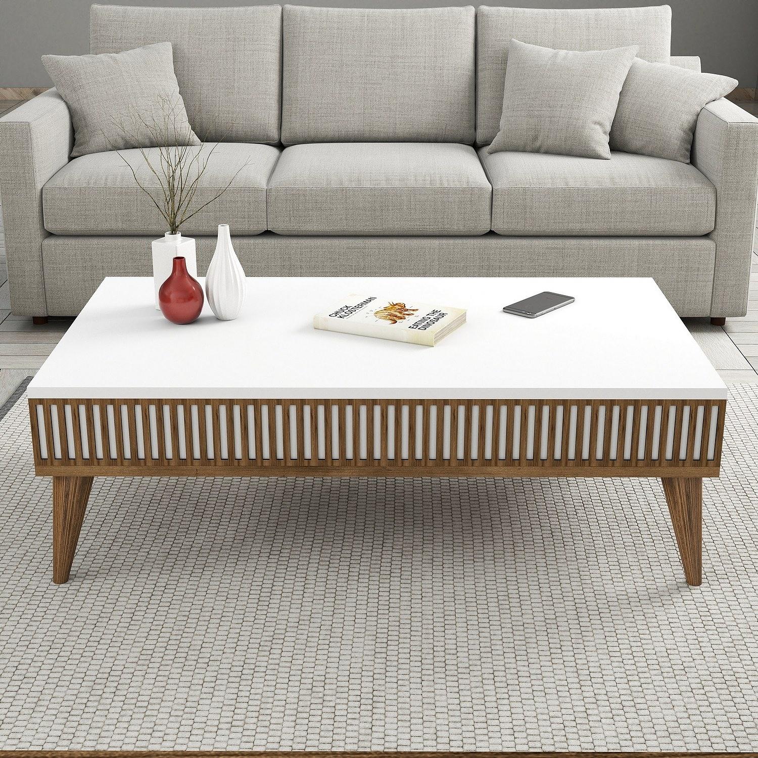 Milan Coffee table walnut brown white 1