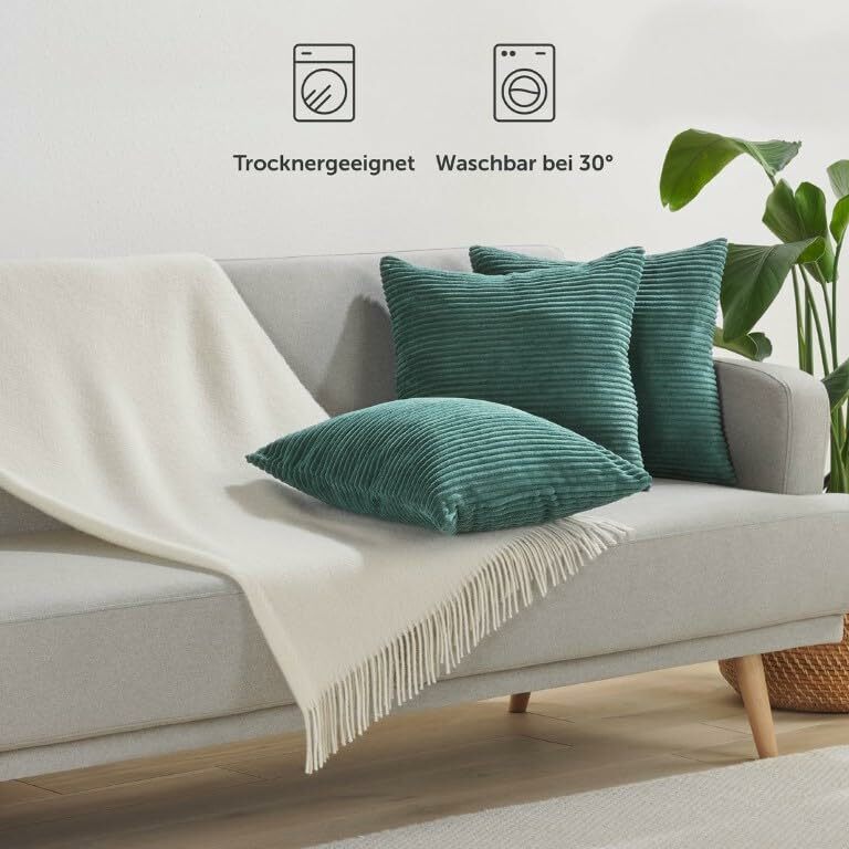 2x Kissenbezug Cord Grün 45x45cm  5