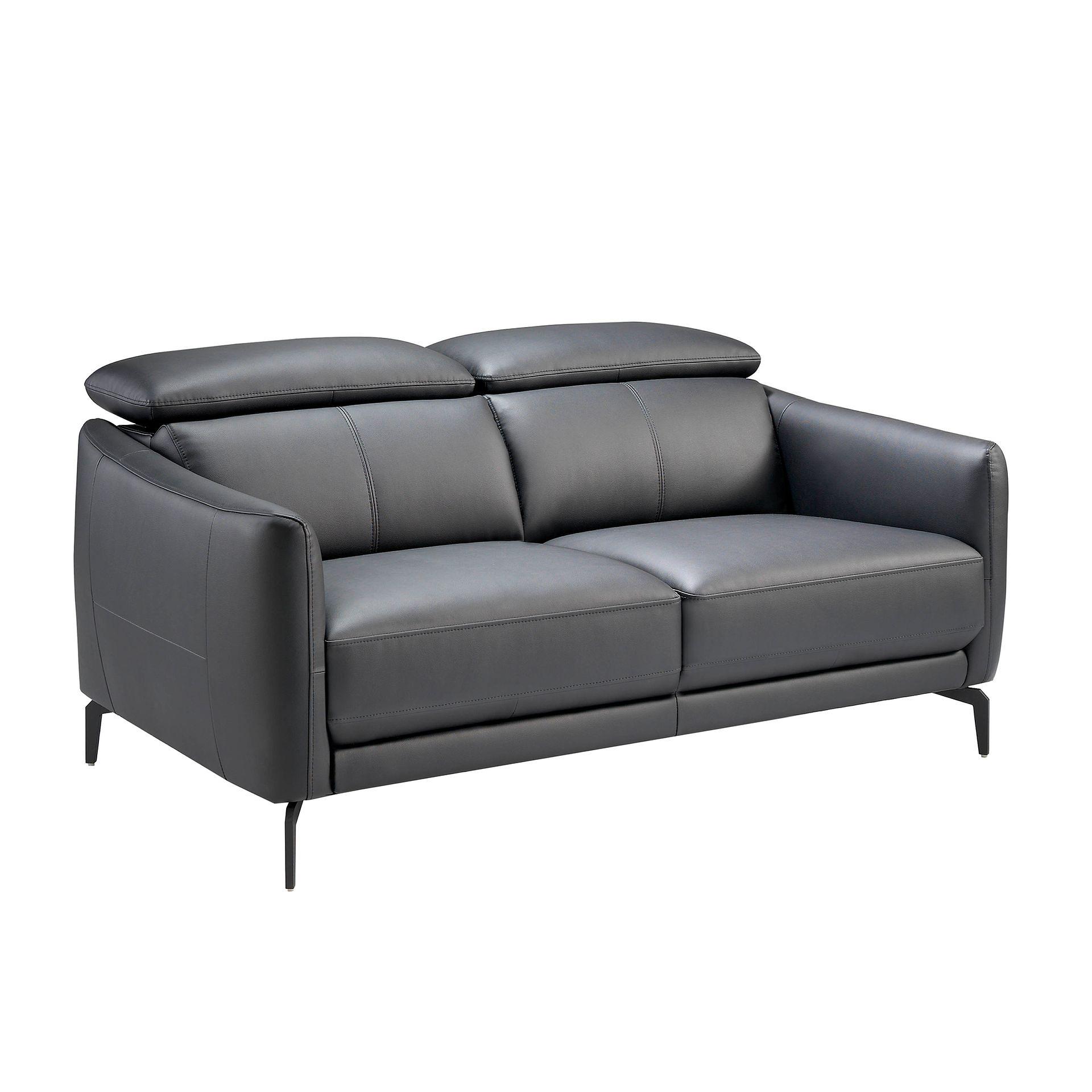 2-seater sofa black leather 0