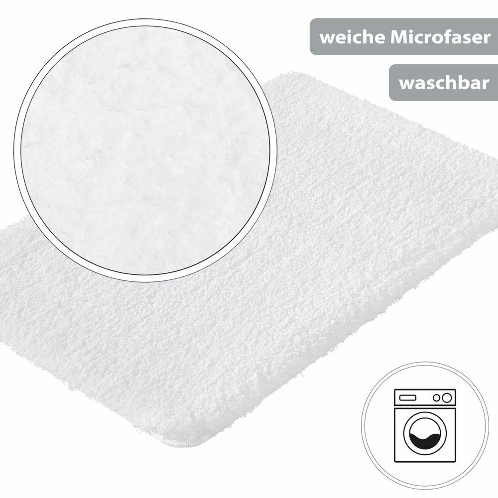 Flauschige Hochflor Badematte Weiß 3