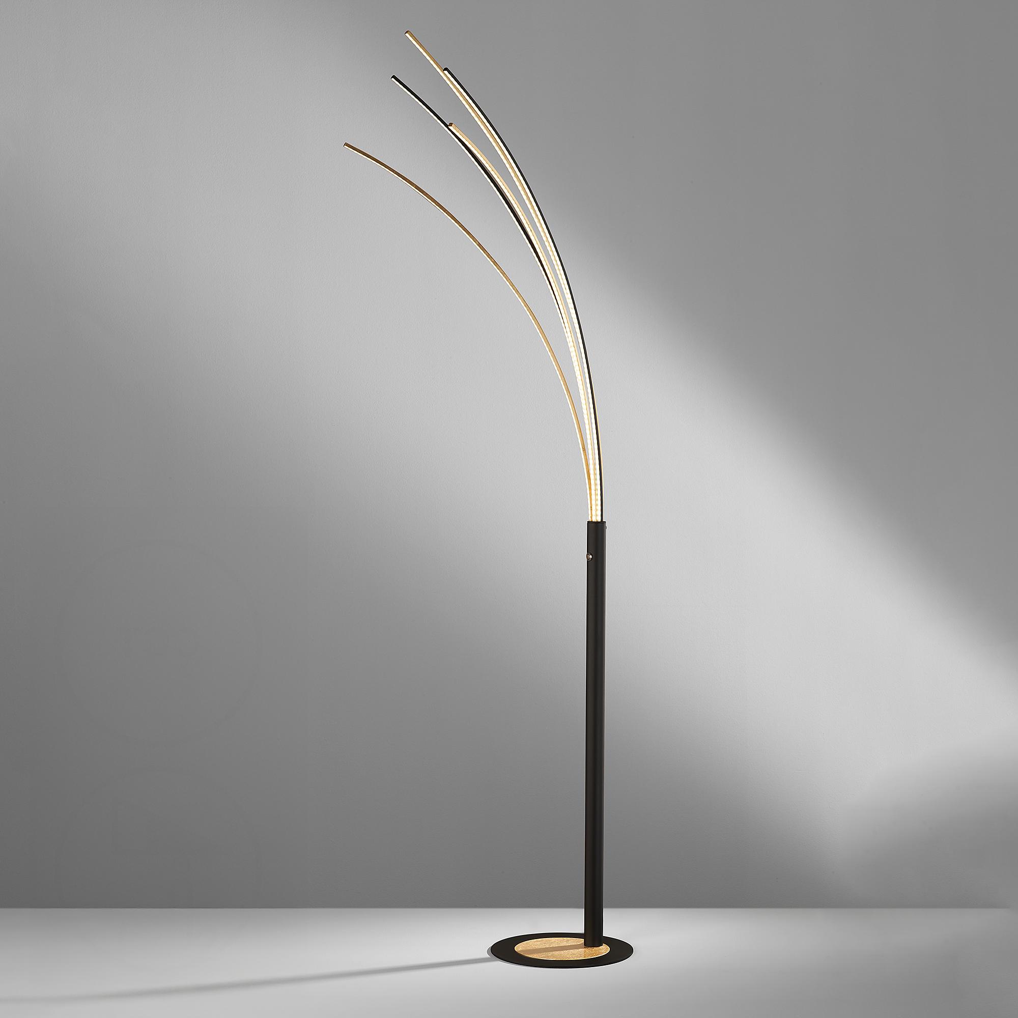 1-Flammig LED-Stehleuchte Ellmau Eisen Schwarz Gold 0