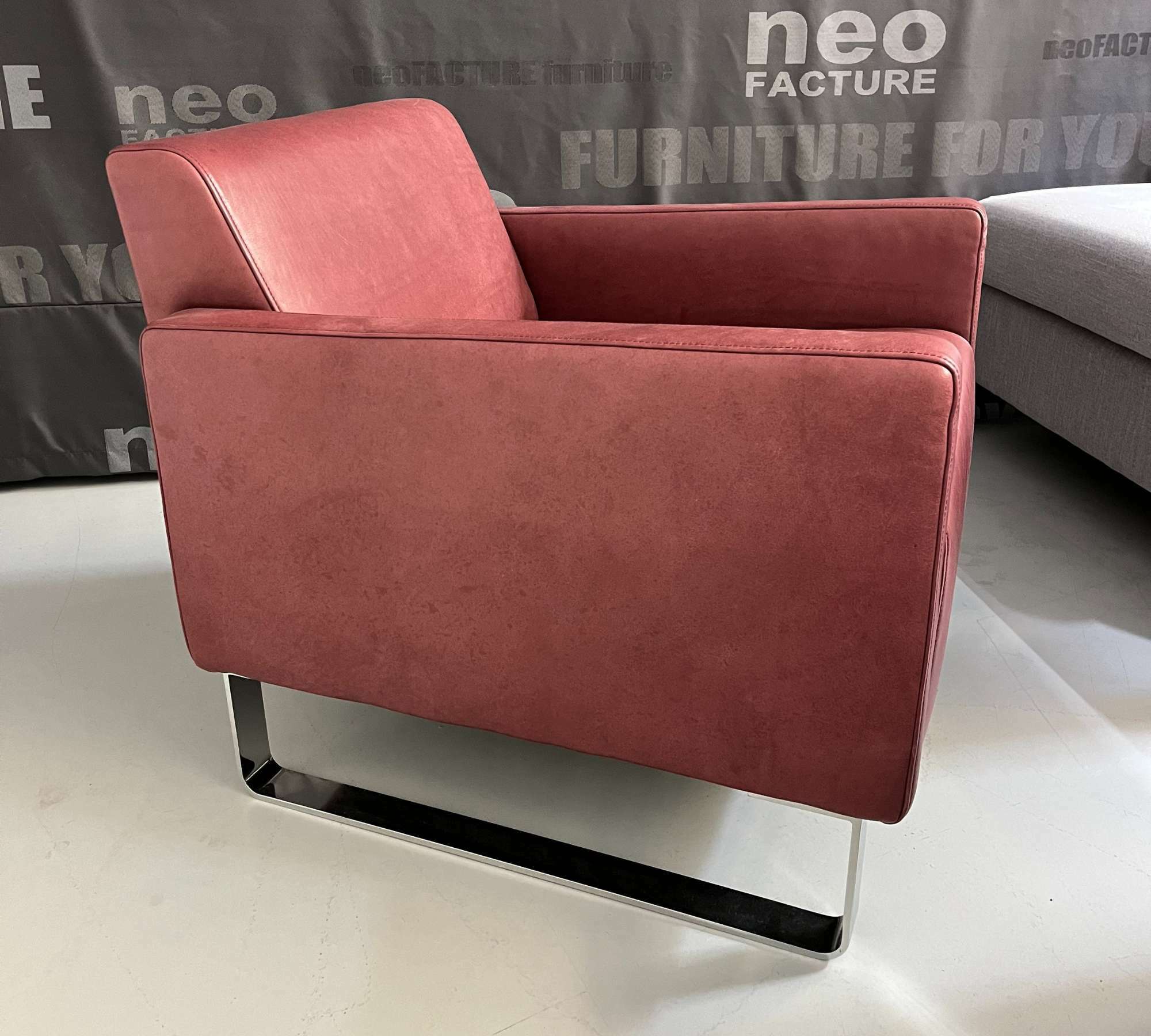Single Sessel Leder Rot 2