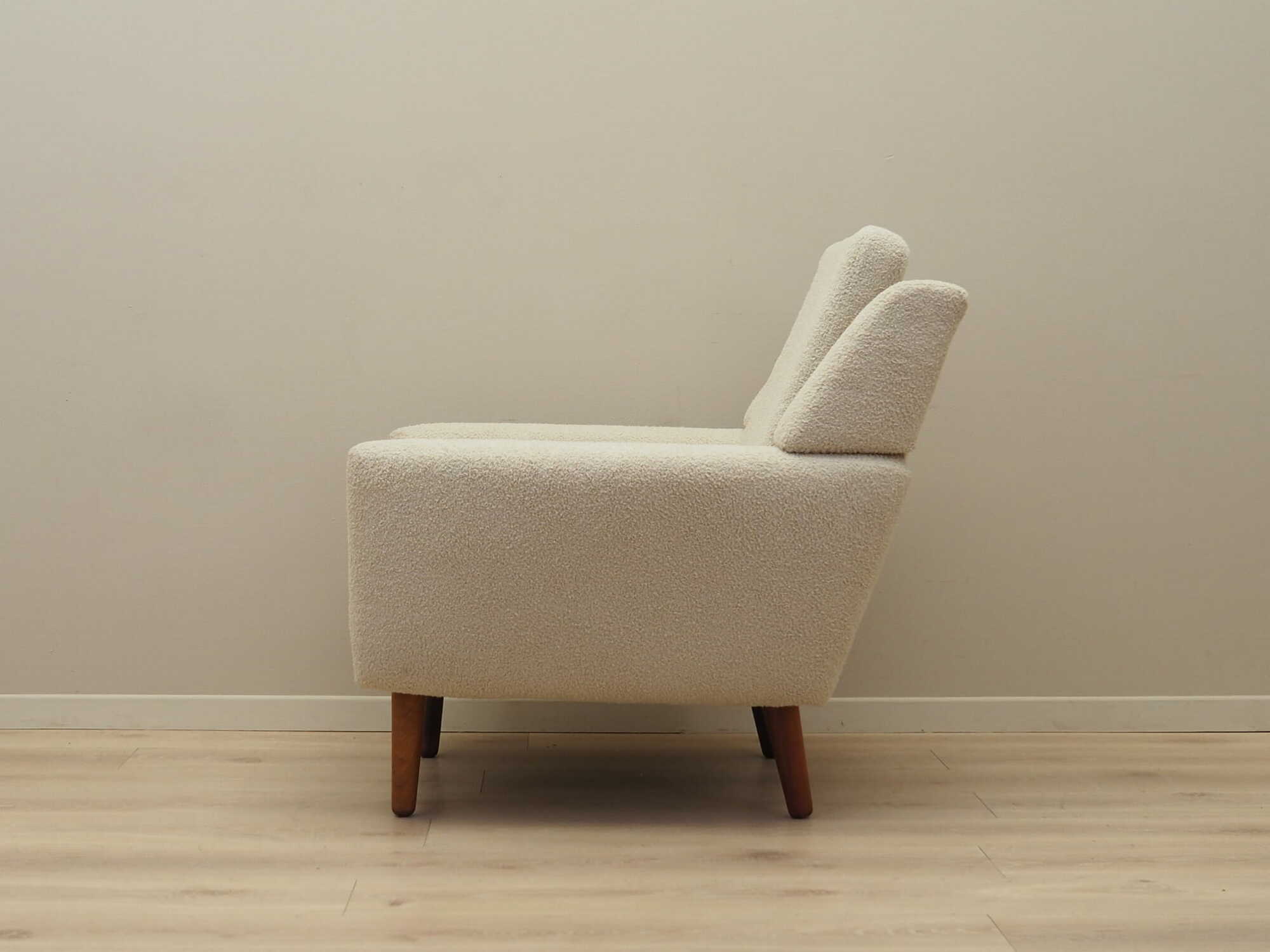 Armchair Textile Wood Cream 1970s 6
