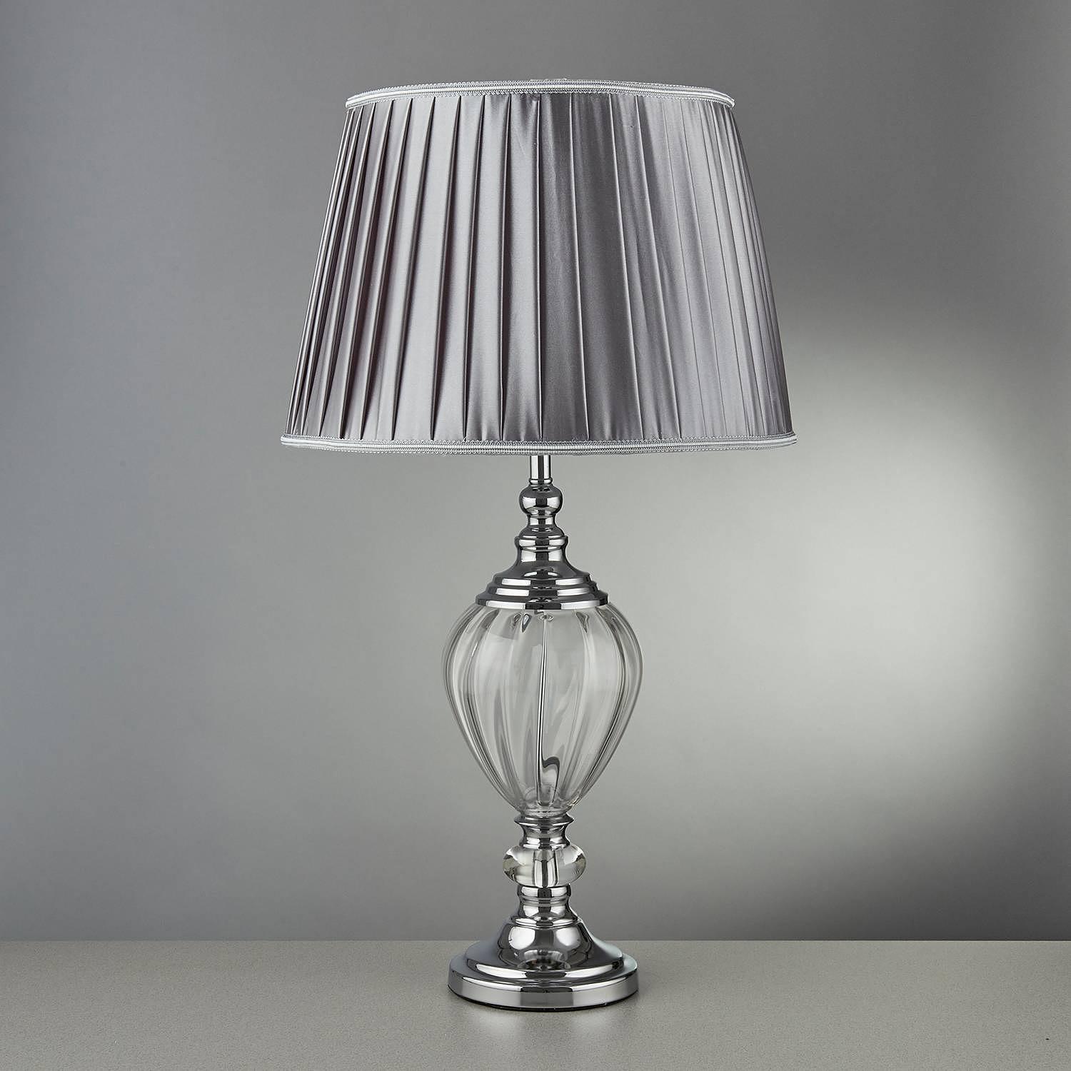 Table lamp Greyson mixed fabric 1-light glass silver 3