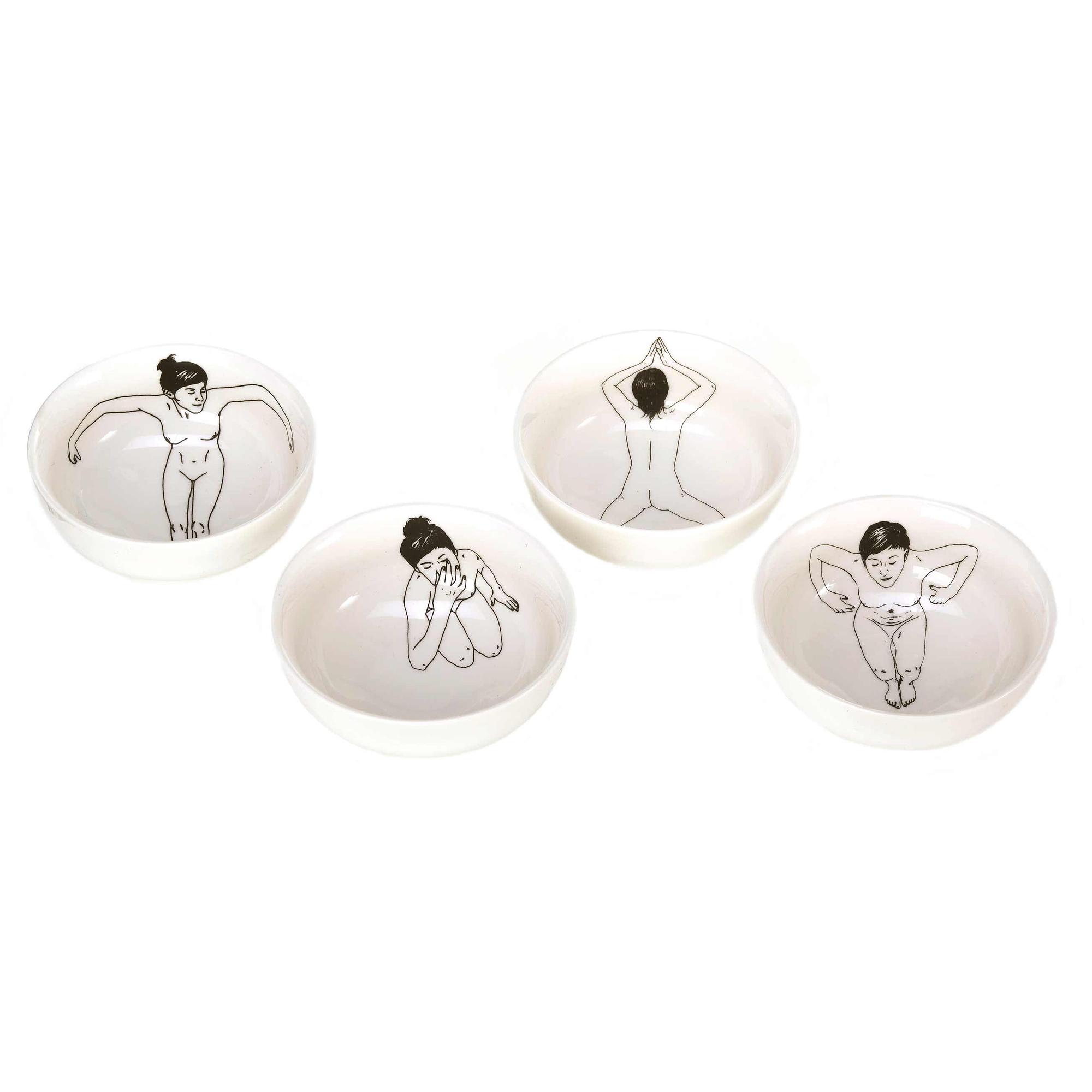 4x Undressed Schale mit Löffeln Weiß 1
