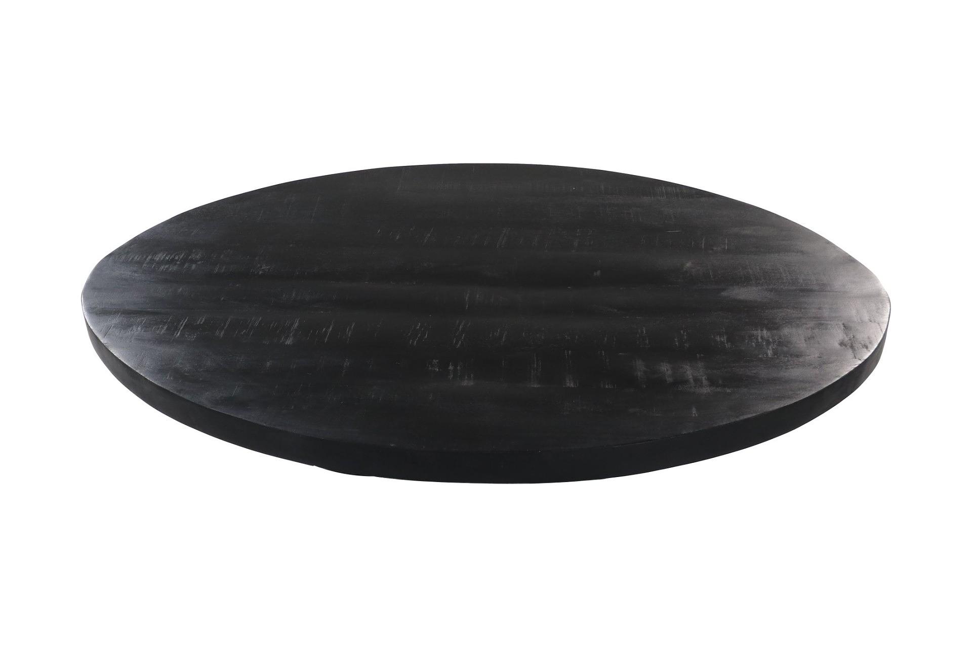 Ovale Couchtischplatte Mangoholz Schwarz 1