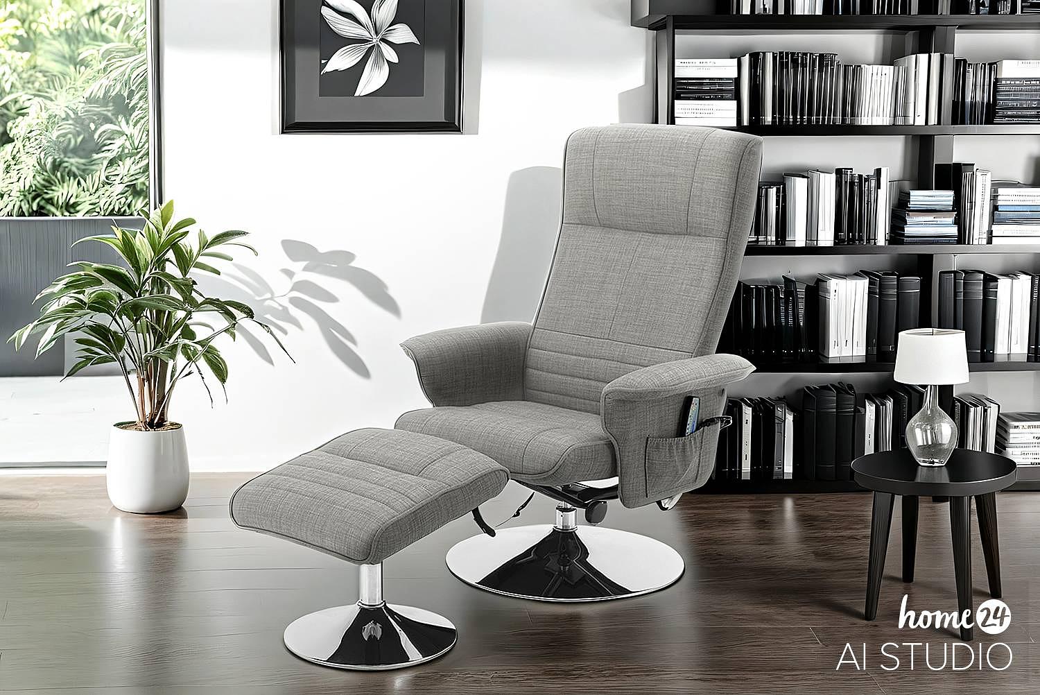 Devato Massagesessel Flachgewebe Chrom Grau 1