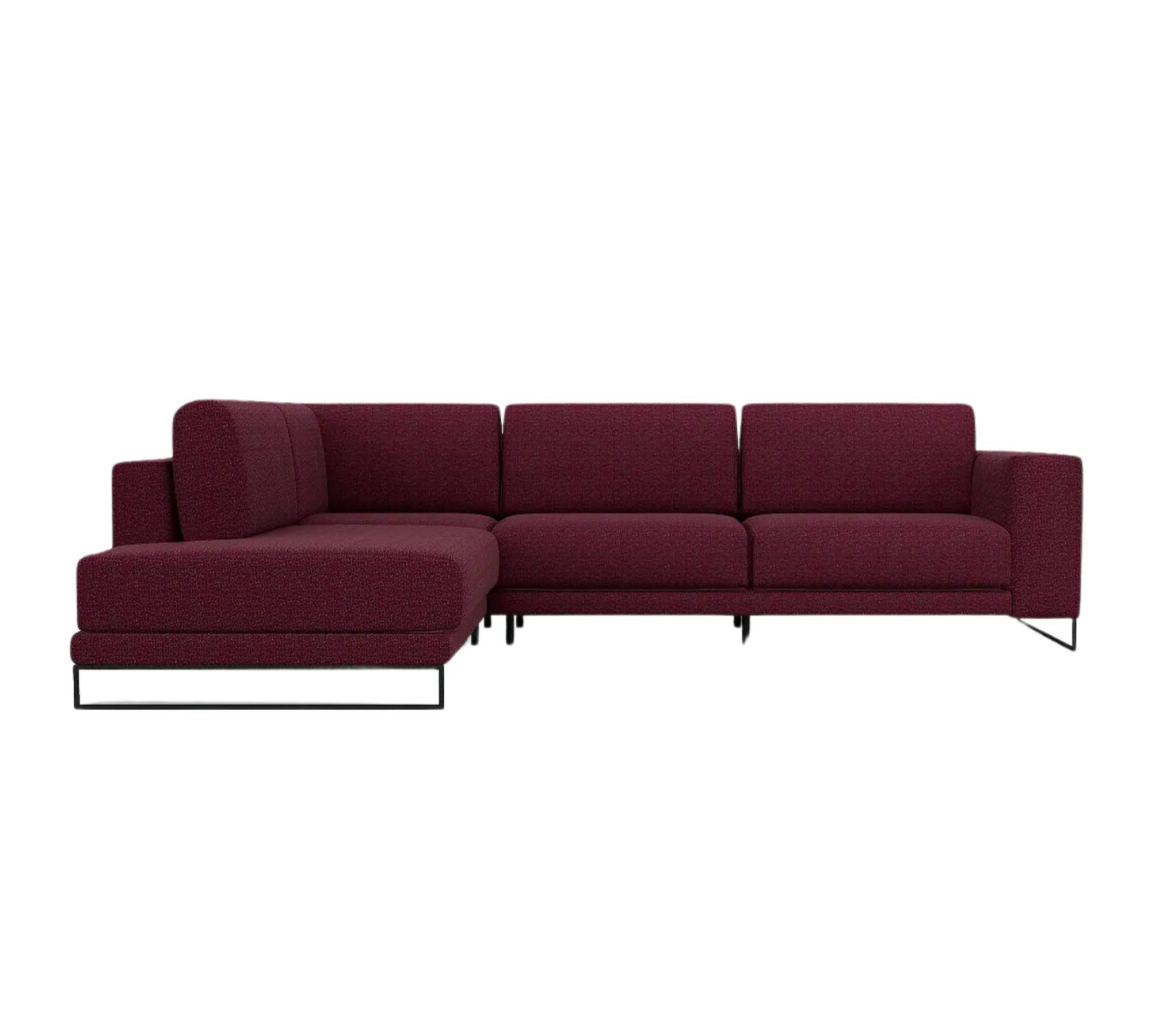 Tyme Sofa Récamiere Links Strukturgewebe Brombeerrot 6