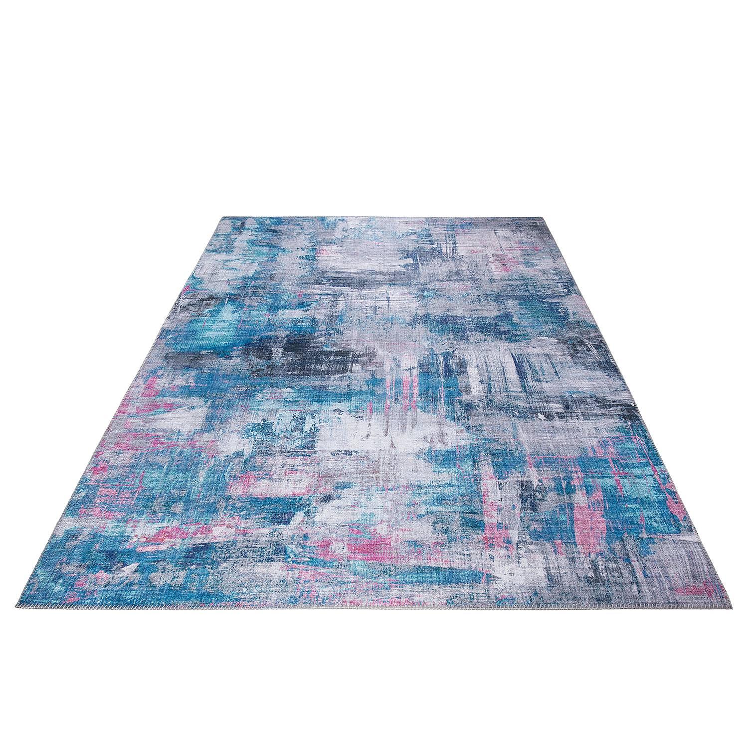 Prima I Kurzflorteppich Polyester Blaugrau 80x150cm 3
