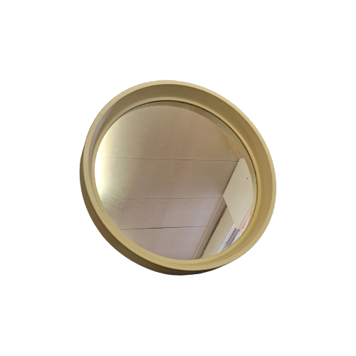 Vintage Wandspiegel Rund Kunststoff Creme 0