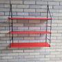 Vintage Wandregal Holz Stahl Rot 2