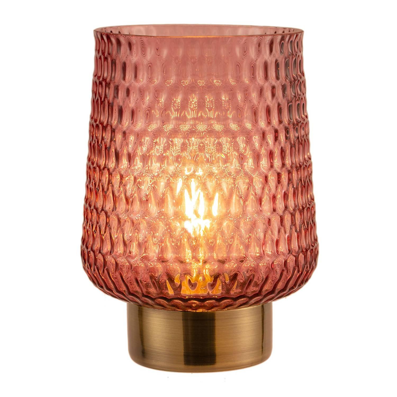 LED Table Lamp Rose Glamour Clear Glass Brass 1