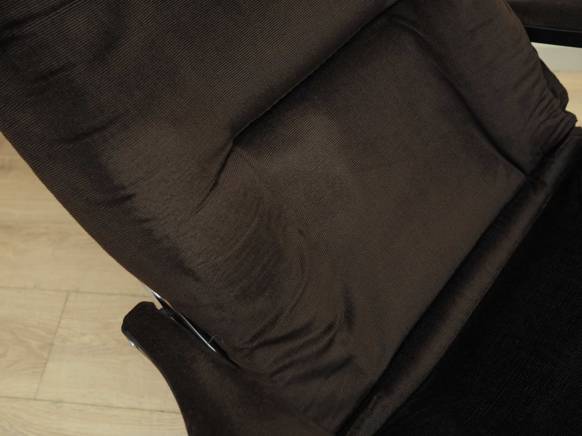 Vintage armchair velvet metal brown 1970s 9