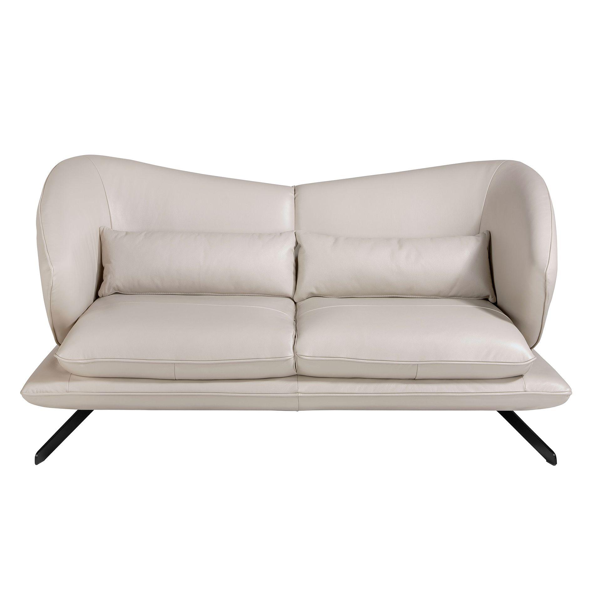 2-Sitzer Sofa in taupegrauem Leder 6145 1