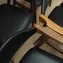 6x Chair Teak Wood Leather Black 1970s 7