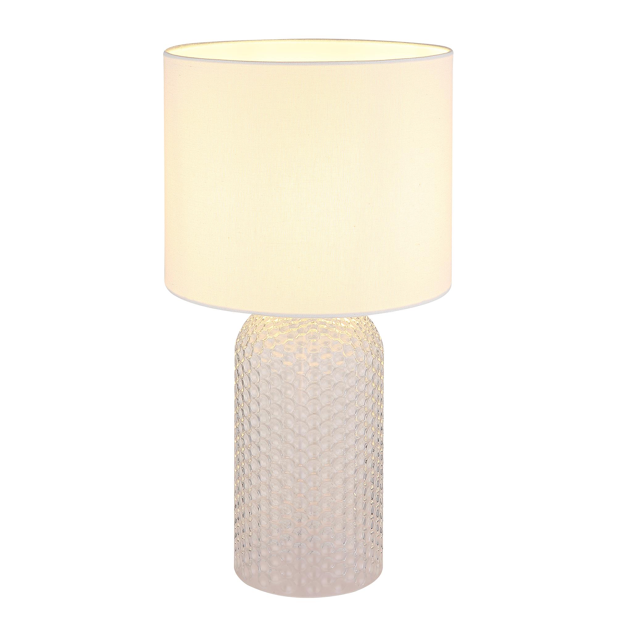 1-Light Sofia Table Lamp Textured Fabric Colored Glass White 3