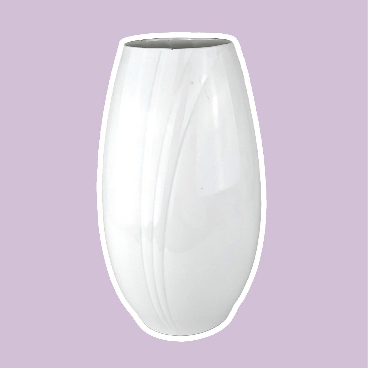 Vintage Vase Keramik Weiß 1980er Jahre 1