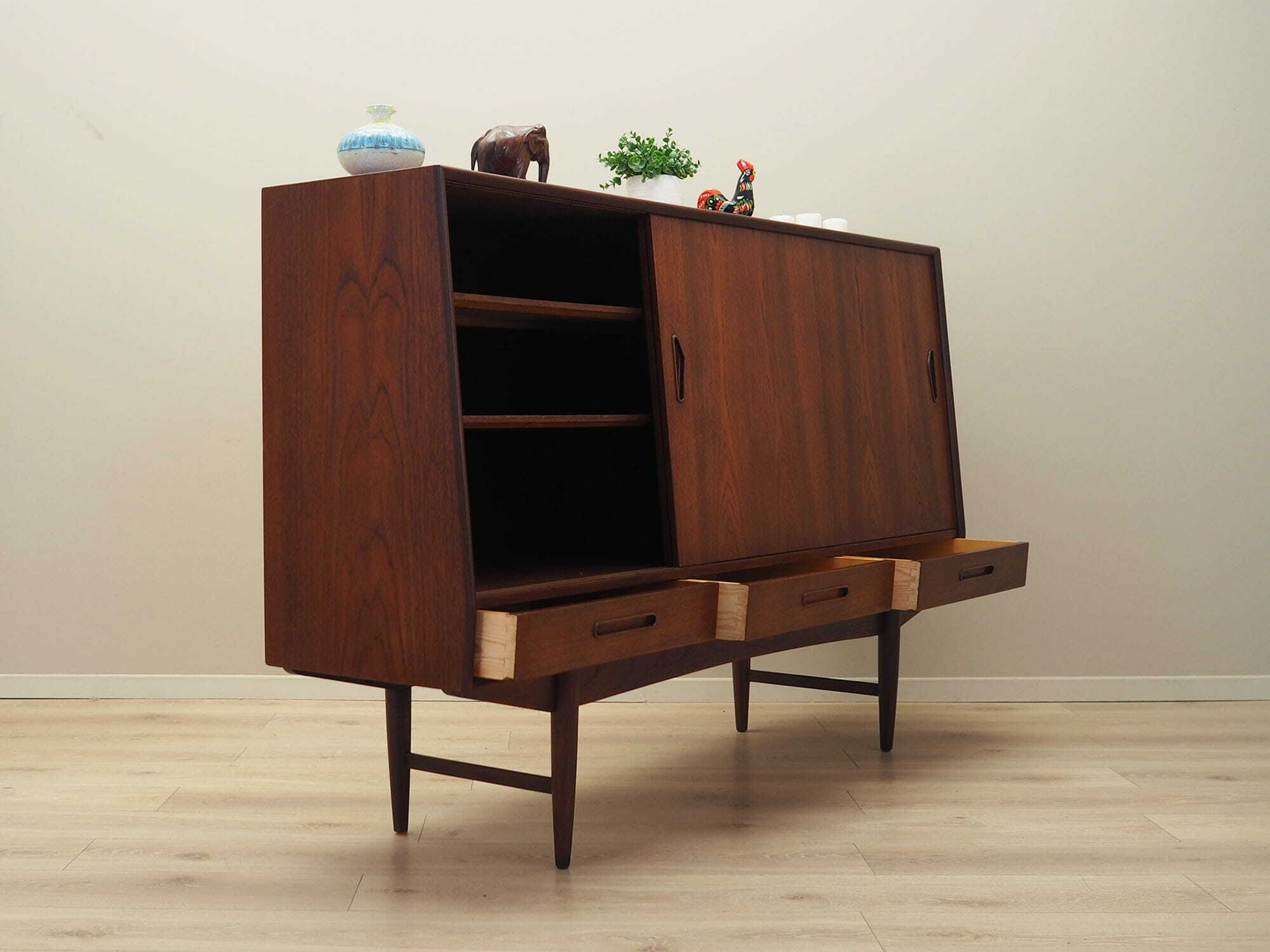 Highboard Holz Braun 1960er Jahre  6