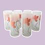 6x Vintage drinking glasses with floral pattern 1980s 0
