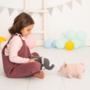 Baby Elephant & Pig Plush Toy Cotton Grey Pink 1
