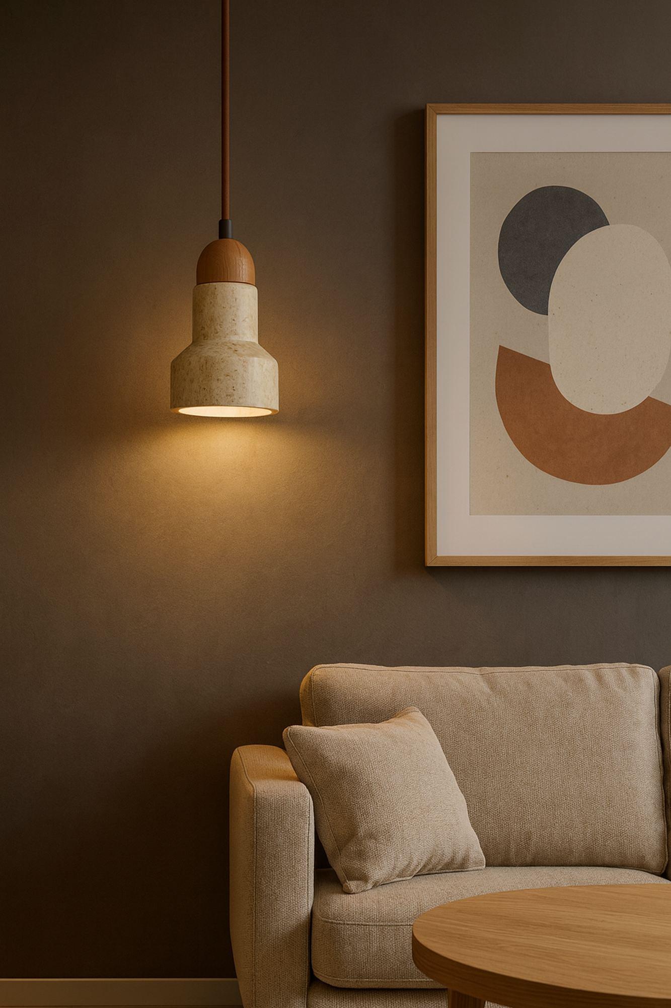 Swis Lampada a sospensione travertino rovere naturale 2